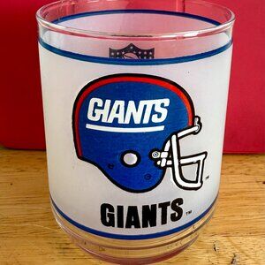 Vintage NY Giants Frosted NFL Glass - Mobil 1980's NYG